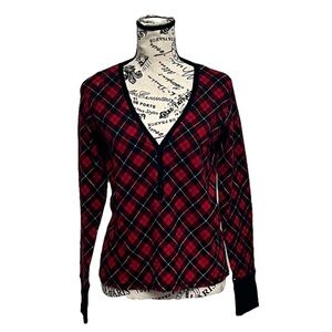 Victoria's Secret Thermal Short Pajamas in Red Black Plaid M goth grunge academi
